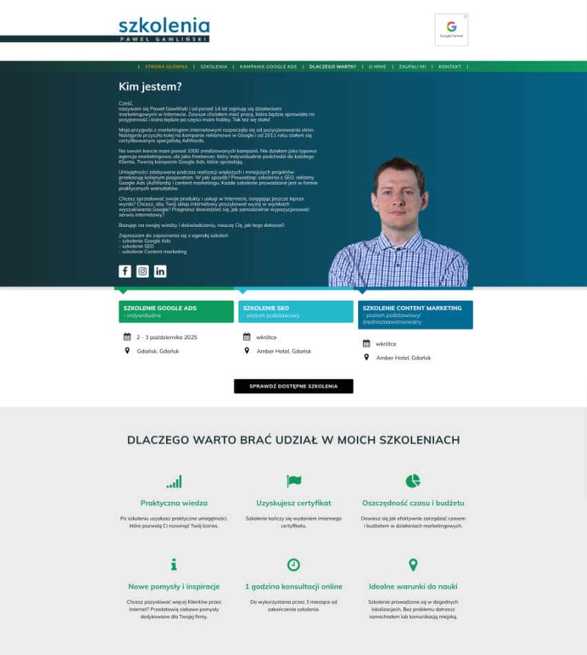Strona Paweł Gawliński szkolenia