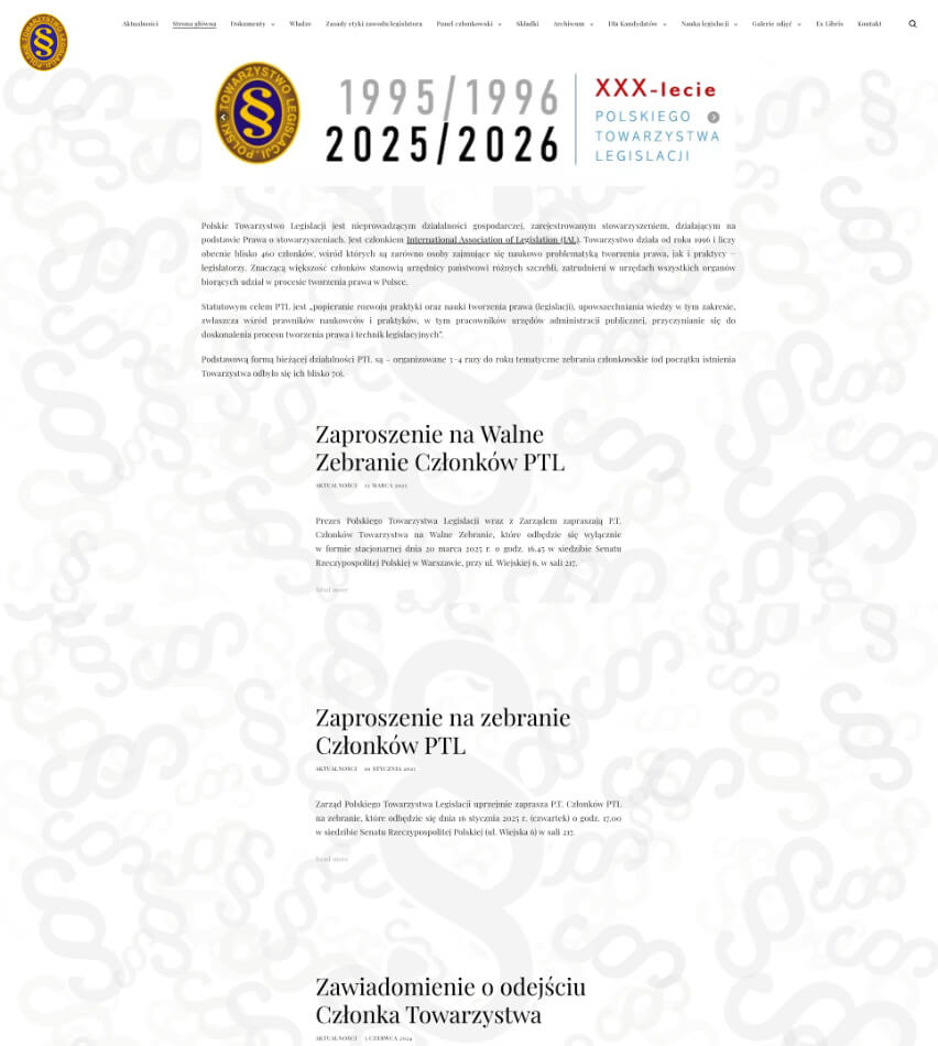 Strona Polskie Towarzystwo Legislacji