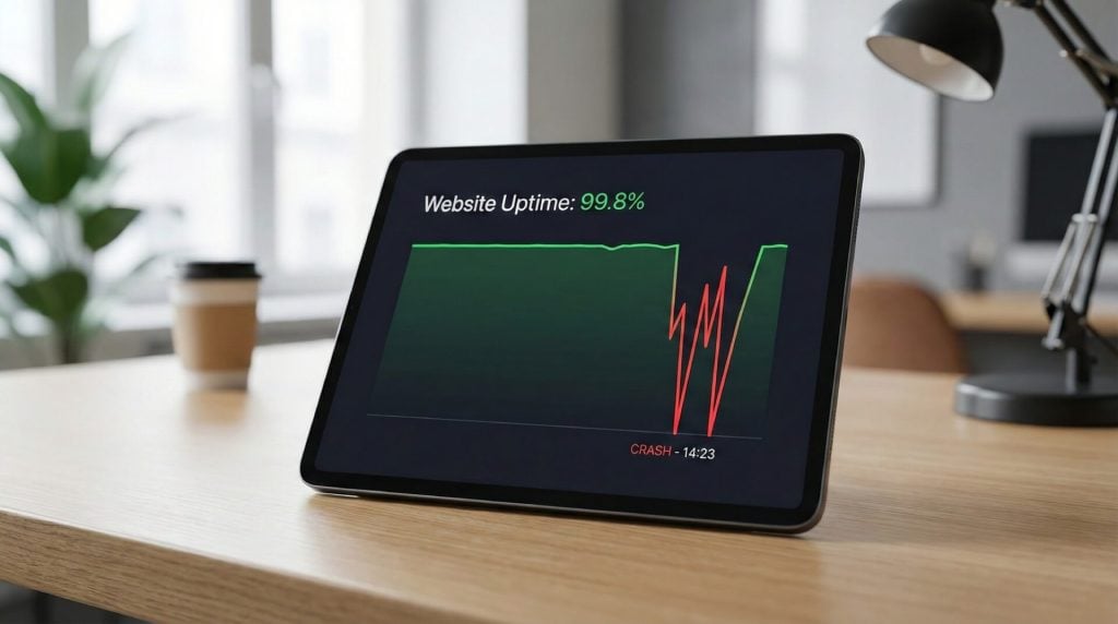 Monitoring dostępności sklepu internetowego 24/7 i wykres uptime.