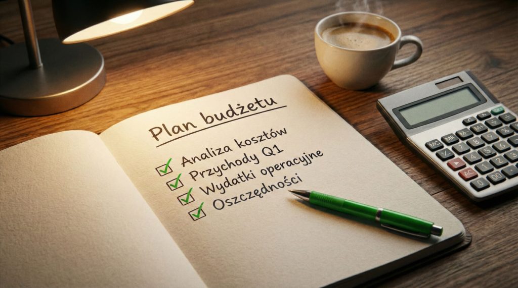 Notes z planem budżetu na stronę internetową, symbolizujący, że dobre przygotowanie pozwala uniknąć niepotrzebnych kosztów.