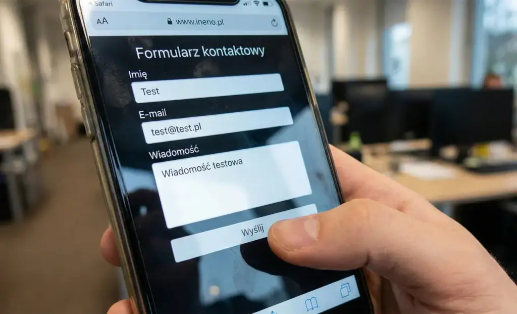 Testowanie formularza kontaktowego na telefonie
